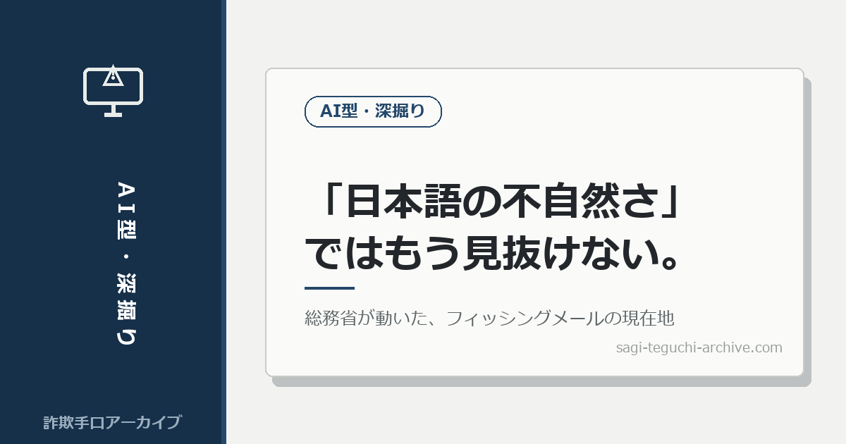 「日本語の不自然さ」ではもう見抜けない。総務省が動いた、フィッシングメールの現在地