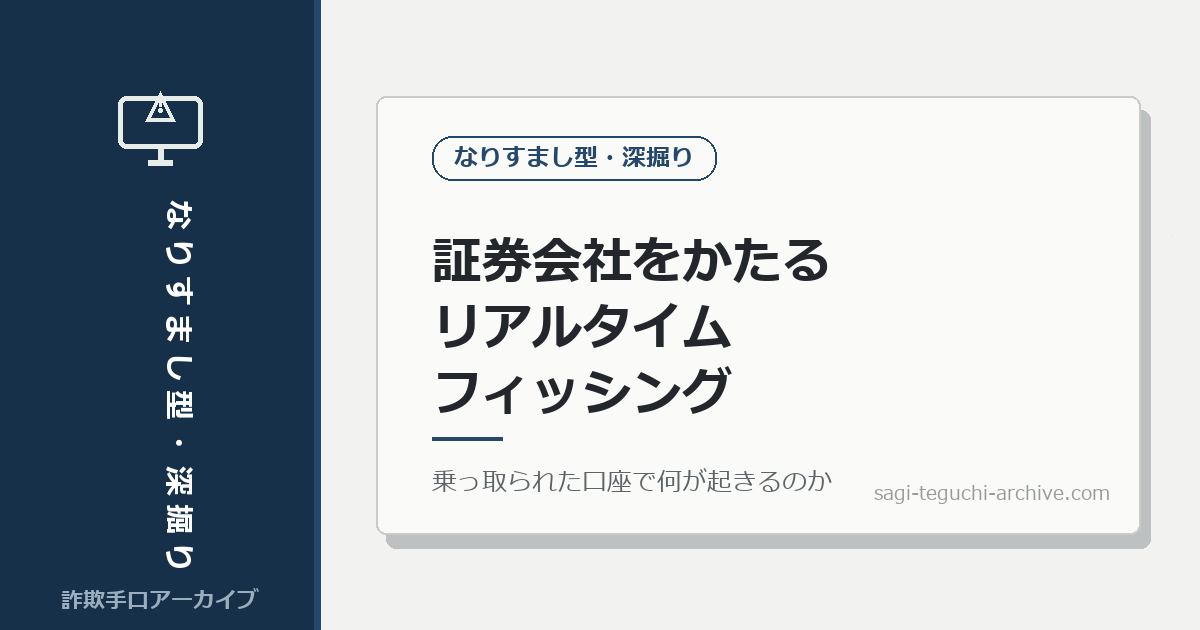 証券会社をかたる「リアルタイムフィッシング」。乗っ取られた口座で、何が起きるのか